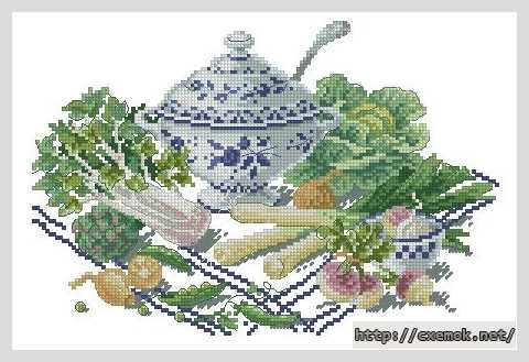 Download embroidery patterns by cross-stitch  - Суповой натюрморт