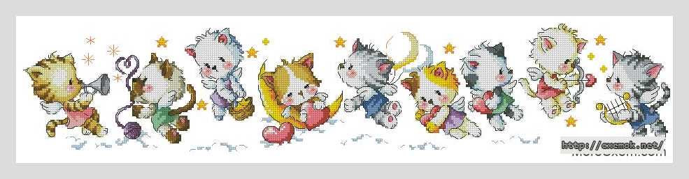 Download embroidery patterns by cross-stitch  - Котики ангелы