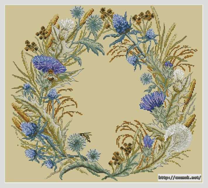 Download embroidery patterns by cross-stitch  - Венок чертополоха