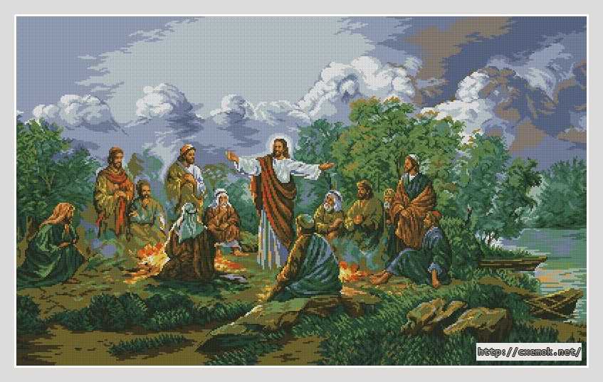 Скачать схему вышивки нитками Иисус и апостолы