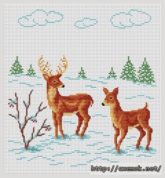 Download embroidery patterns by cross-stitch  - Le cerf et la biche, author 