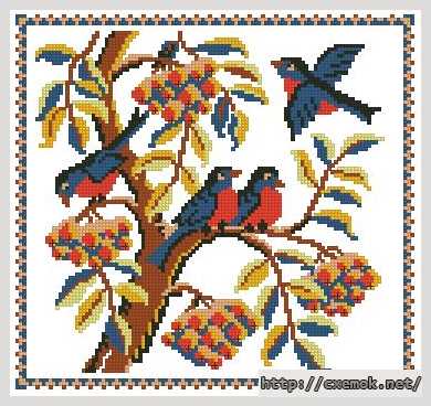 Download embroidery patterns by cross-stitch  - Снегири