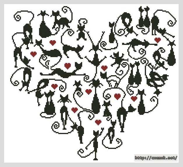 Download embroidery patterns by cross-stitch  - Котики в сердце