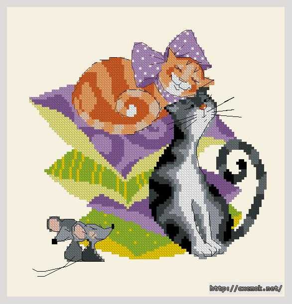 Download embroidery patterns by cross-stitch  - Кошки-мышки