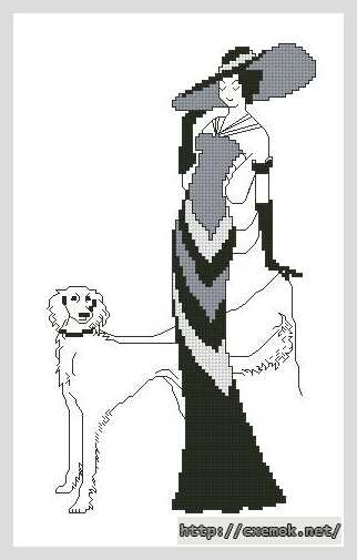 Скачать схемы вышивки нитками / крестом  - Дама с собакой
