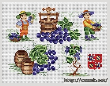 Download embroidery patterns by cross-stitch  - Les vignerons, author 