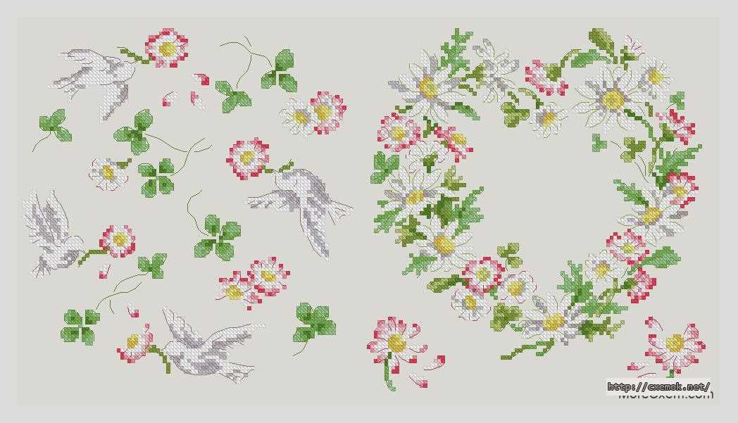 Download embroidery patterns by cross-stitch  - Сердечко из цветочков