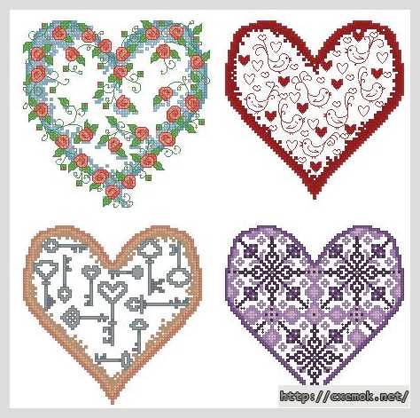 Download embroidery patterns by cross-stitch  - Открытки валентинки