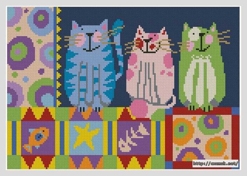 Download embroidery patterns by cross-stitch  - Три кота