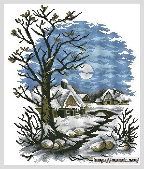 Download embroidery patterns by cross-stitch  - Зимняя деревня