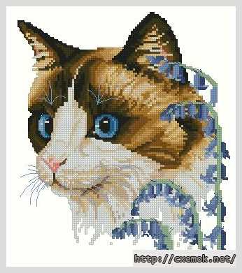 Download embroidery patterns by cross-stitch  - Времена года. весенний кот