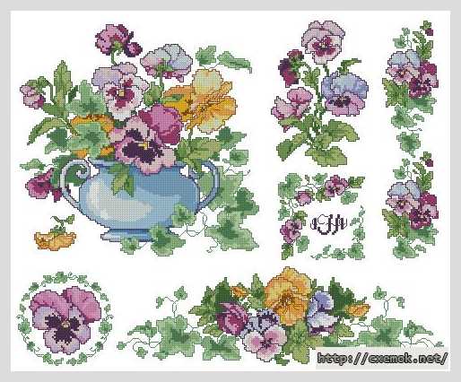 Download embroidery patterns by cross-stitch  - Анютины глазки