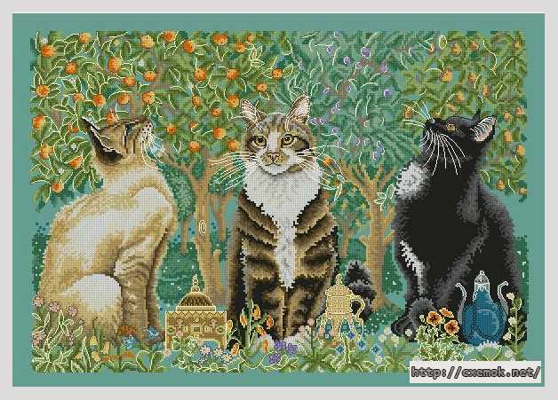 Download embroidery patterns by cross-stitch  - Котики и деревья