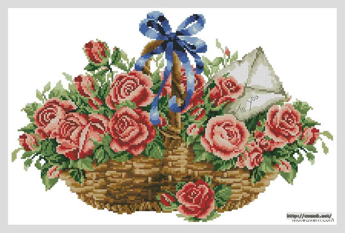 Download embroidery patterns by cross-stitch  - Для тебя (розы в корзине)