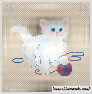 Download embroidery patterns by cross-stitch  - Chaton blanc, author 