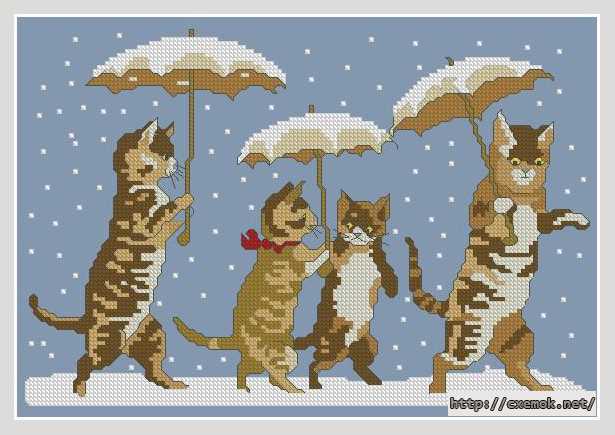 Download embroidery patterns by cross-stitch  - Прогулка под снегом