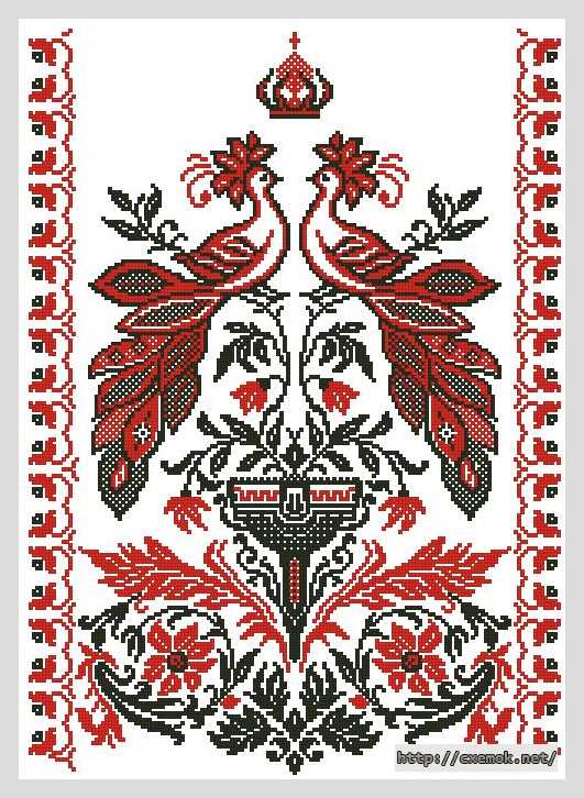 Download embroidery patterns by cross-stitch  - Рушник с птицами