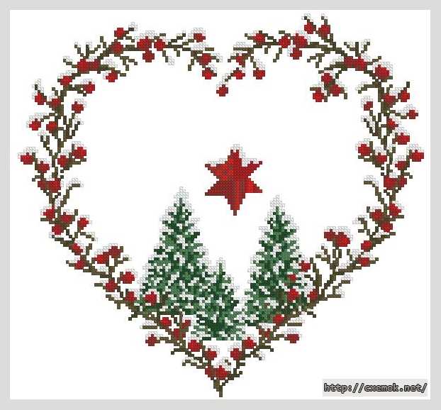 Download embroidery patterns by cross-stitch  - Сердечко рождественское