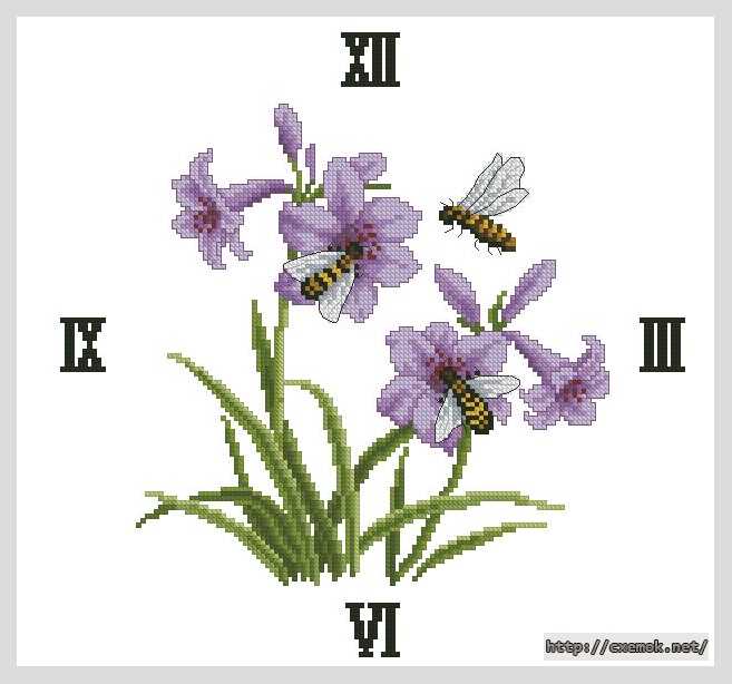 Завантажити схеми вишивки нитками / хрестом  - Часы с пчелками
