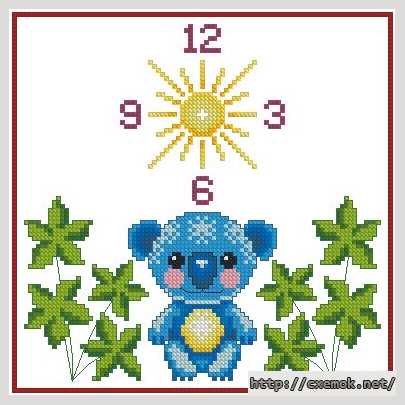 Download embroidery patterns by cross-stitch  - Часы детские «коала»
