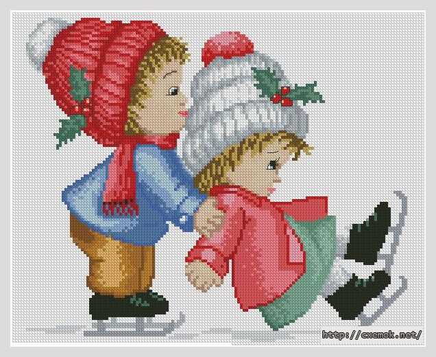 Download embroidery patterns by cross-stitch  - Зимние игры