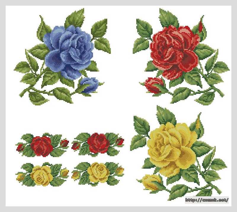 Download embroidery patterns by cross-stitch  - Розовые миниатюры