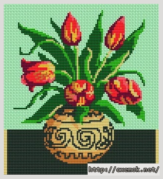Download embroidery patterns by cross-stitch  - Tulipes, author 