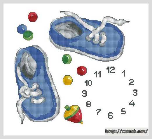 Download embroidery patterns by cross-stitch  - Часики для малыша