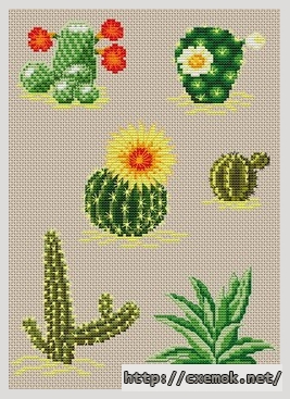 Скачать схему вышивки нитками Cactus, автор 