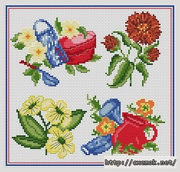 Download embroidery patterns by cross-stitch  - Fleurs et ustensiles, author 