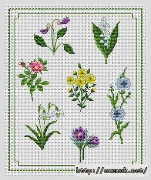 Завантажити схеми вишивки нитками / хрестом  - Des fleurs pour maman, автор 