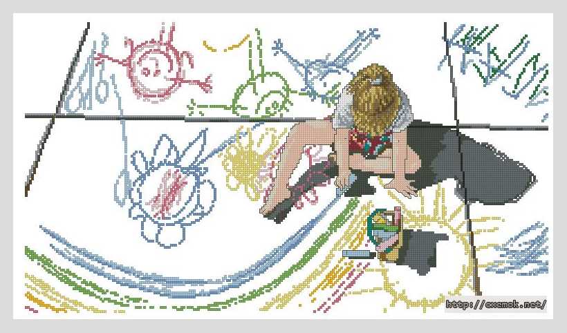 Download embroidery patterns by cross-stitch  - Рисование мелками