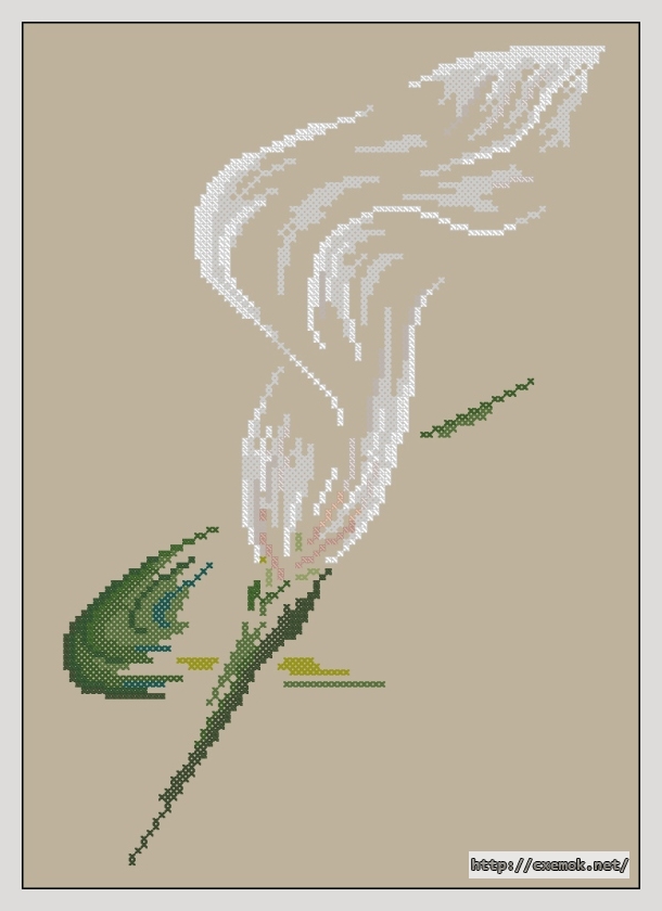 Скачать схему вышивки нитками Arum lily, автор 