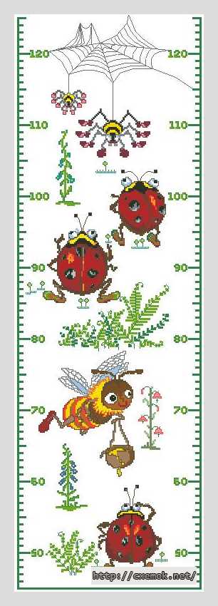 Download embroidery patterns by cross-stitch  - Ростометр «насекомые»