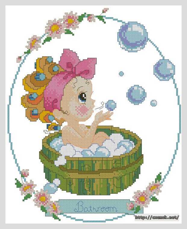 Download embroidery patterns by cross-stitch  - Девочка в ушате (для ванной)