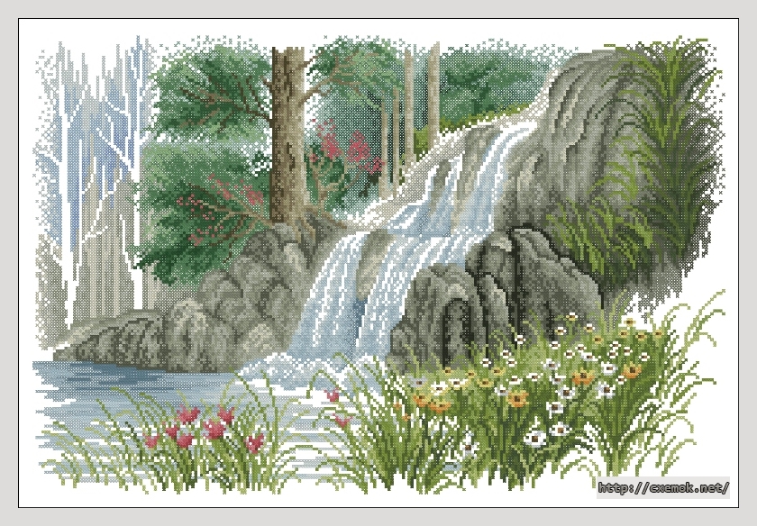 Download embroidery patterns by cross-stitch  - Waterfall, author 