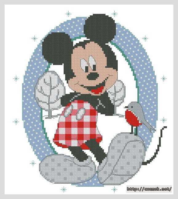 Download embroidery patterns by cross-stitch  - Микки маус