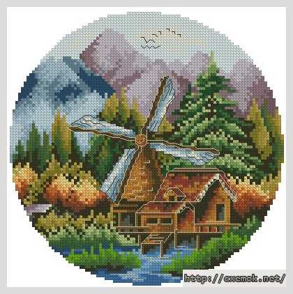Download embroidery patterns by cross-stitch  - Мельница