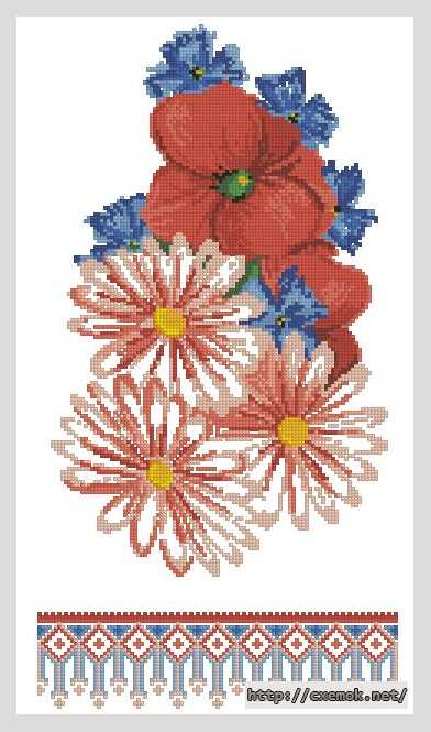Download embroidery patterns by cross-stitch  - Рушник «квітковий» (харківщина)