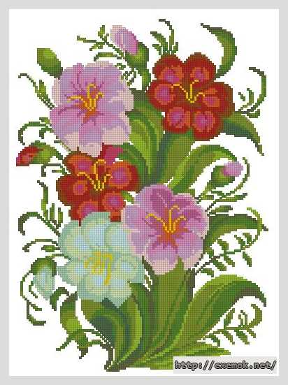 Download embroidery patterns by cross-stitch  - Рушник «квіти» (поділля)