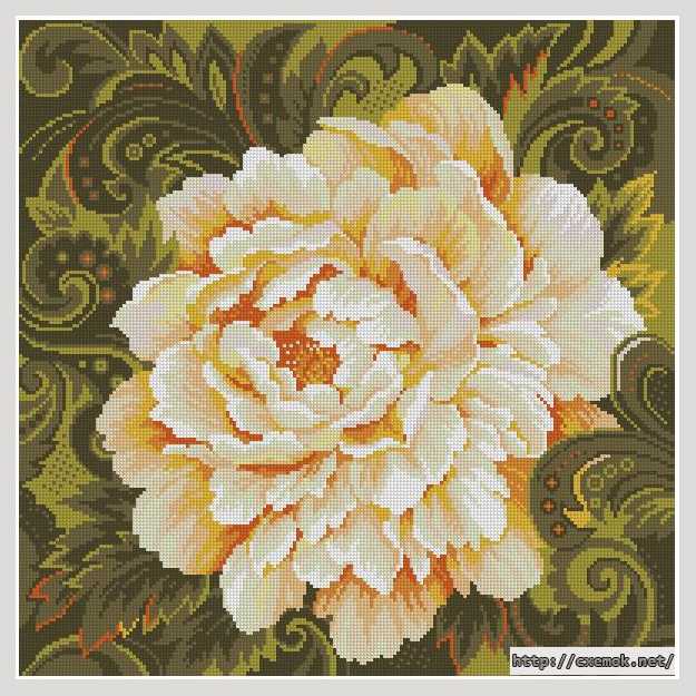 Download embroidery patterns by cross-stitch  - Подушка «белый пион»