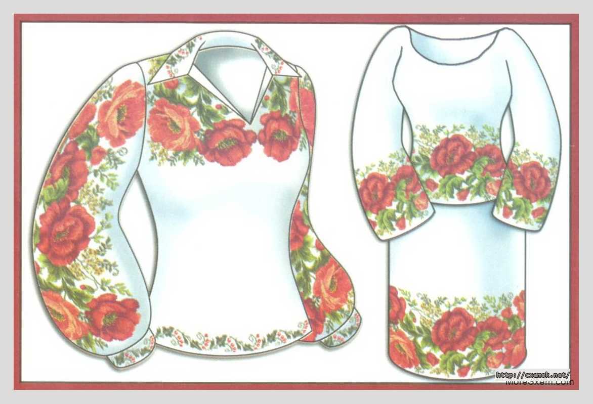 Download embroidery patterns by cross-stitch  - Сорочка пишні маки (мотиви тернопільщини )