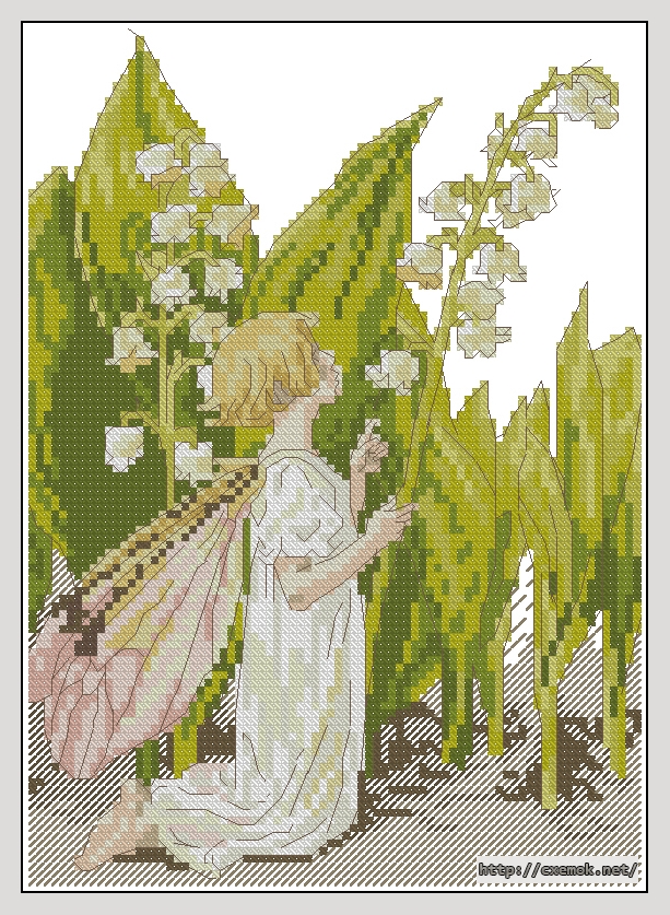 Download embroidery patterns by cross-stitch  - Lily of the valley fairy, author 