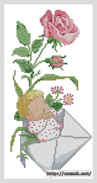 Download embroidery patterns by cross-stitch  - Метрика для рождения девочки