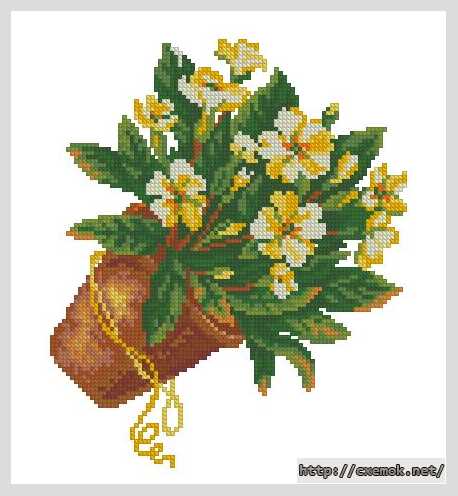 Download embroidery patterns by cross-stitch  - Горшочек с желтыми цветами
