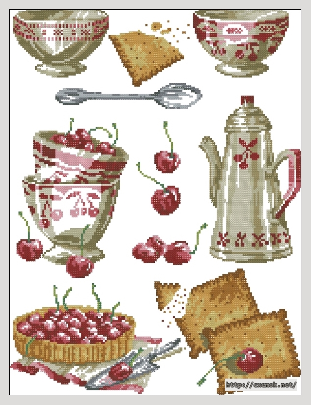 Download embroidery patterns by cross-stitch  - Bowls and cherries, author 