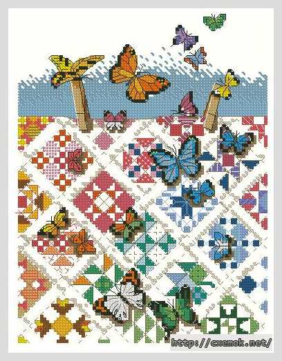 Download embroidery patterns by cross-stitch  - Бабочки на девяти патчах