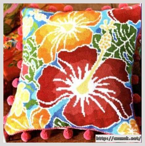 Download embroidery patterns by cross-stitch  - Тропическая подушка