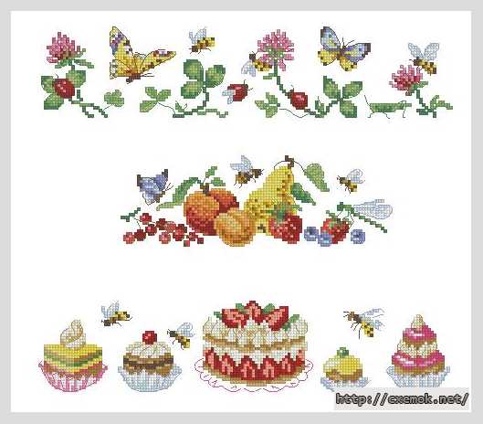 Download embroidery patterns by cross-stitch  - Бордюр с десертами