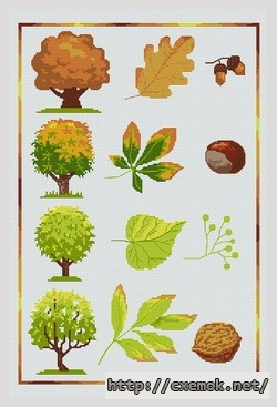 Download embroidery patterns by cross-stitch  - Quatres arbres, author 